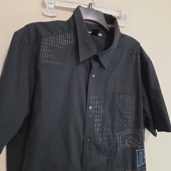 Quicksilver Men’s Quick Silver Print Pattern Navy Blue Short Sleeve Shirt - LG - Picture 3 of 4